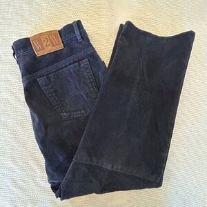 Vintage Wash 2 Wear W2W Mens Size 36 Suede Pants Machine Washable Navy Blue Pant